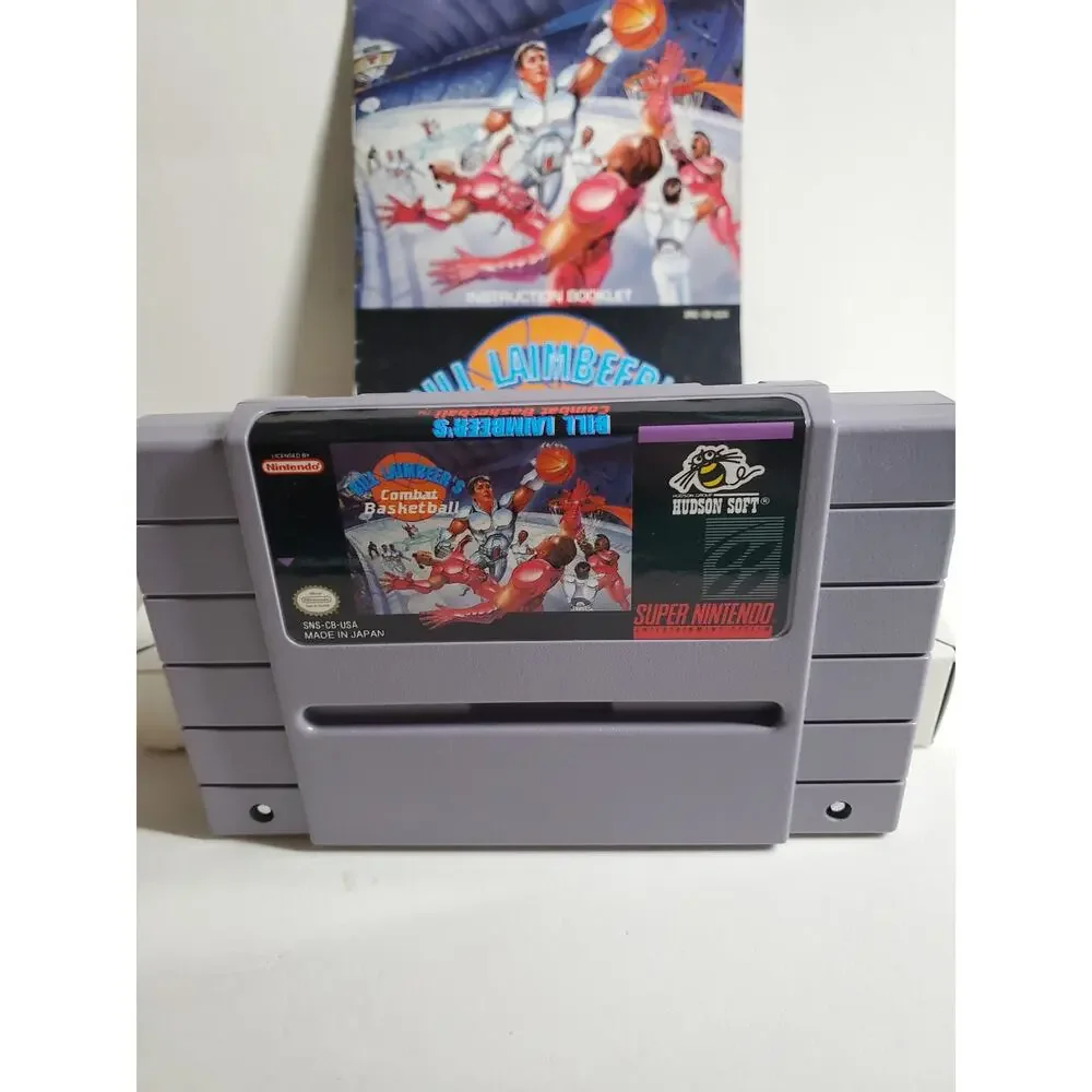 SNES - Bill Lambeer Combat Basketball - Includes Box and Manual